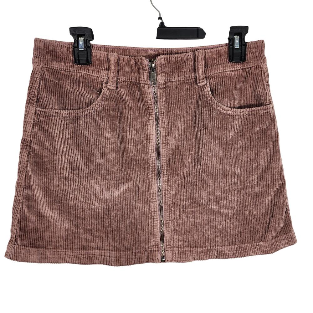 American Eagle Womens Super Hi Rise A Line Zip Up Corduroy Mini Skirt 8 Mauve
